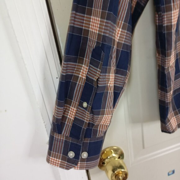 Banana Republic Dress Shirt Mens Untucked Slim Fit Plaid Size XL 100% Cotton - Picture 5 of 11